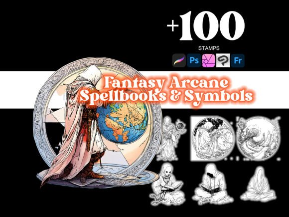 100 Arcane Spellbooks Symbols Procreate: Elevate Your Digital Art with Magical Details