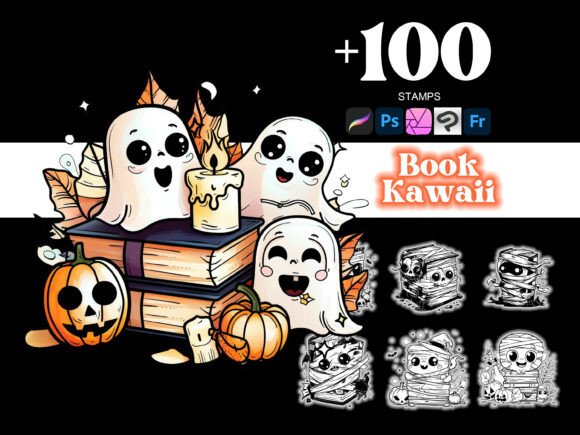 100 Book Halloween Procreate Brushes for iPad