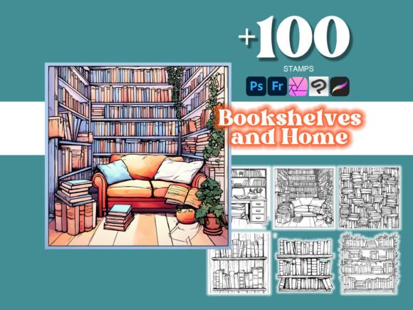 100 Bookshelve Home Libraries Photophop: Elevate Your Digital Art with Precision and Style