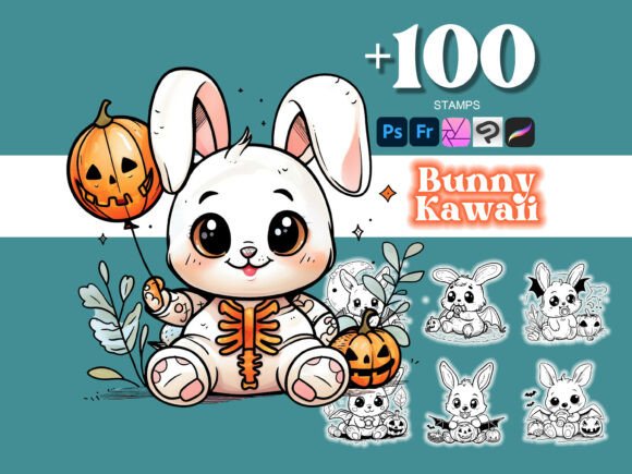 100 Bunny Halloween Photoshop Brushes