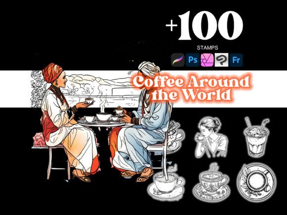 100 Coffee Around the World Procreate: Transform Your Art with Global-Inspired Brushes