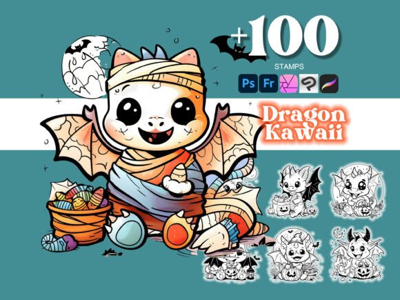100 Dragon Halloween Photoshop Brushes for Creative Precision