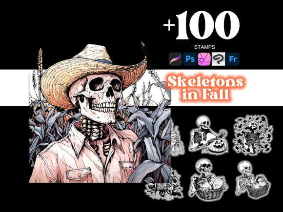 100 Fall Skeletons Procreate: Elevate Your Digital Art with Seasonal Flair