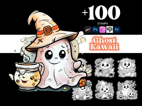 100 Ghost Halloween Procreate Brushes