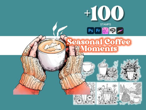 100 Seasonal Coffee Moments Photoshop: A Must-Have for Creative Designers