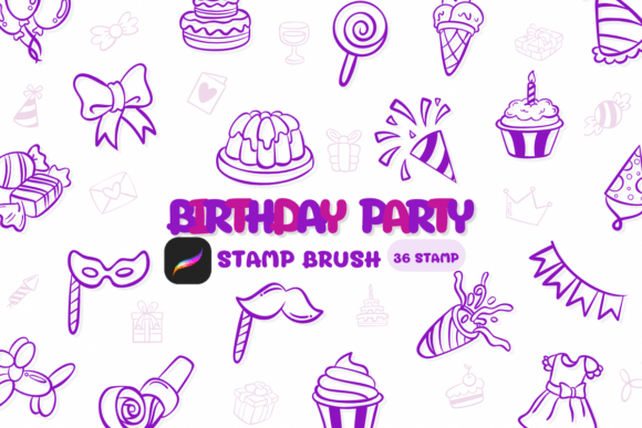 Birthday Party: Creative Procreate Stamp Brushes
