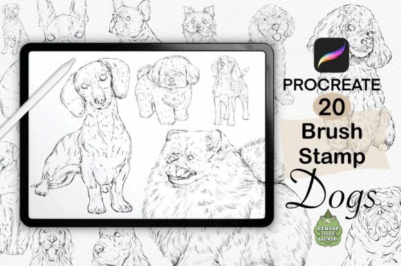 Dog Brush Stamp: Effortless Dog-Themed Art for Digital Creators