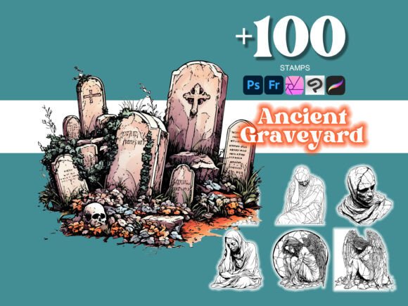 Elevate Your Creative Workflow with the 100 Ancient Graveyard Photoshop Brush Collection