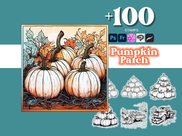 Elevate Your Designs with the 100 Pumpkin Patch Photoshop Brush Collection