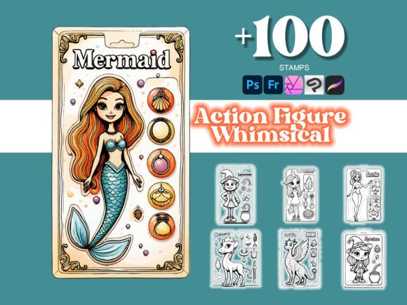 Elevate Your Digital Art with the 100 Action Figures Whimsical Photoshop Brush Collection