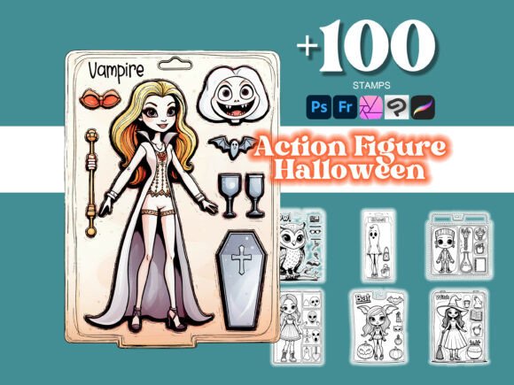 Enhancing Halloween Art with the 100 Action Figure Halloween Photoshop Brush Collection