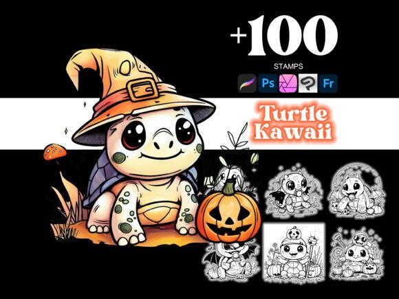 Halloween Procreate Brushes: 100 Turtle Designs for iPad Artists