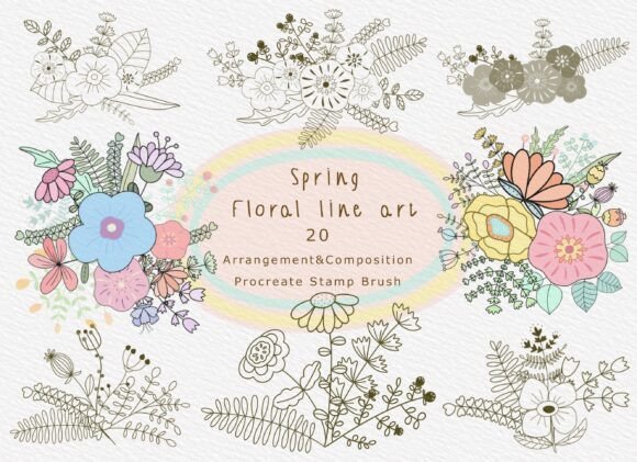 Spring Floral Line Art: Lovely Flower – A Versatile Digital Design Tool for Modern Creatives