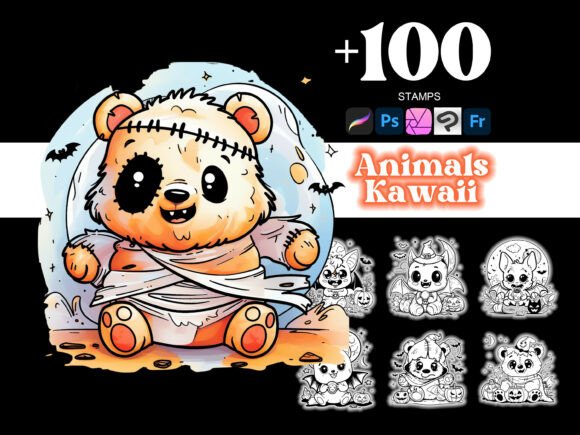 Transform Your Art with the 100 Animals Halloween Procreate Collection