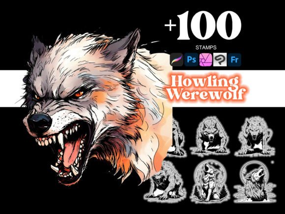 Transform Your Digital Art with the Howling Werewolf Realistic Collection for Procreate