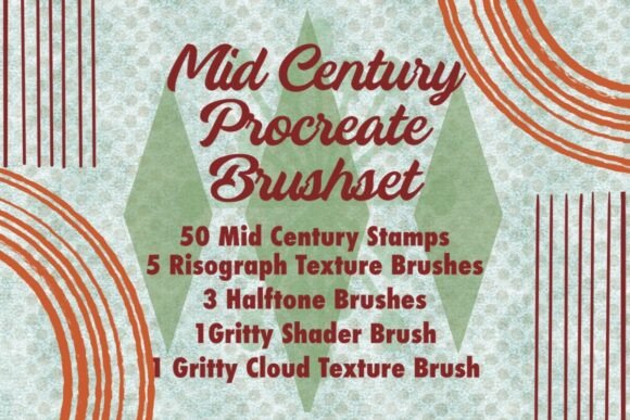 Unlock Retro Design Magic with the Mid-Century Modern Procreate Brush Set