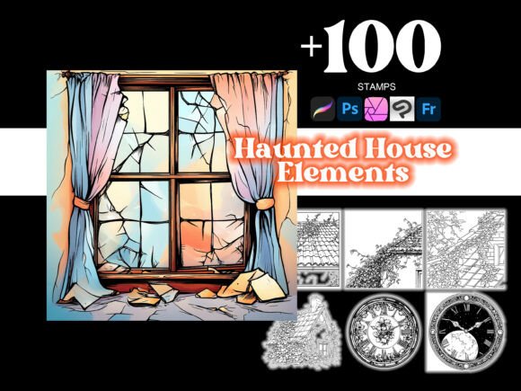 Unlock Your Creative Potential with the 100 Haunted House Elements Procreate Brush Set