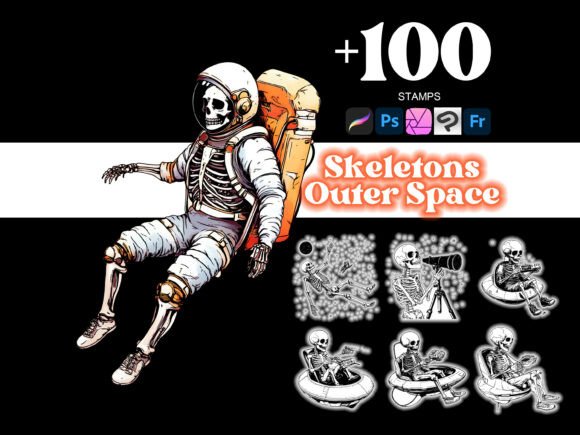 Unlock Your Creative Potential with the Outer Space Skeletons Procreate Brush Set