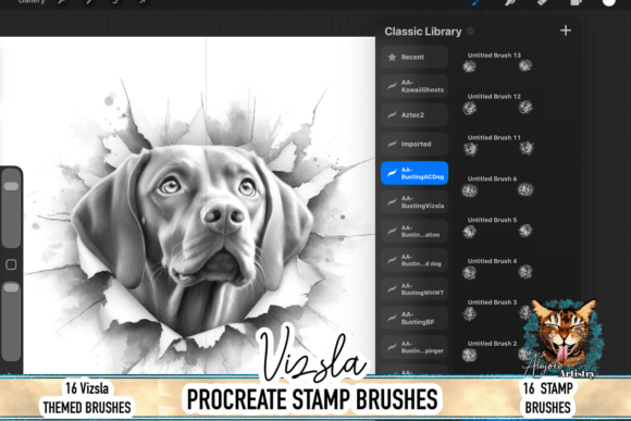 Vizsla Procreate Brush Stamps: Realistic Dog Art Made Easy